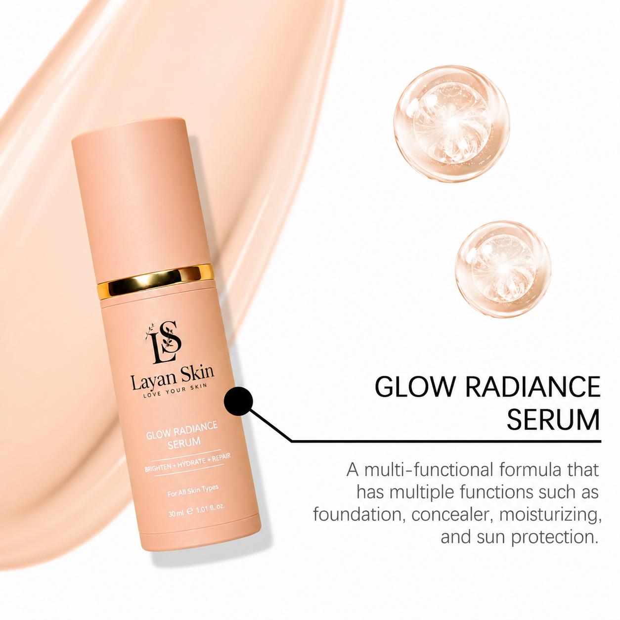 Layan-Skin 4 in 1 Color Changing foundation Liquid with SPF 50